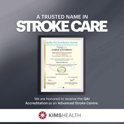 KIMSHEALTH accredited as 'Advanced Stroke Center' by Quality and Accreditation Institute